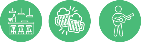 Green and white icons used in the Beer'd Brewing website