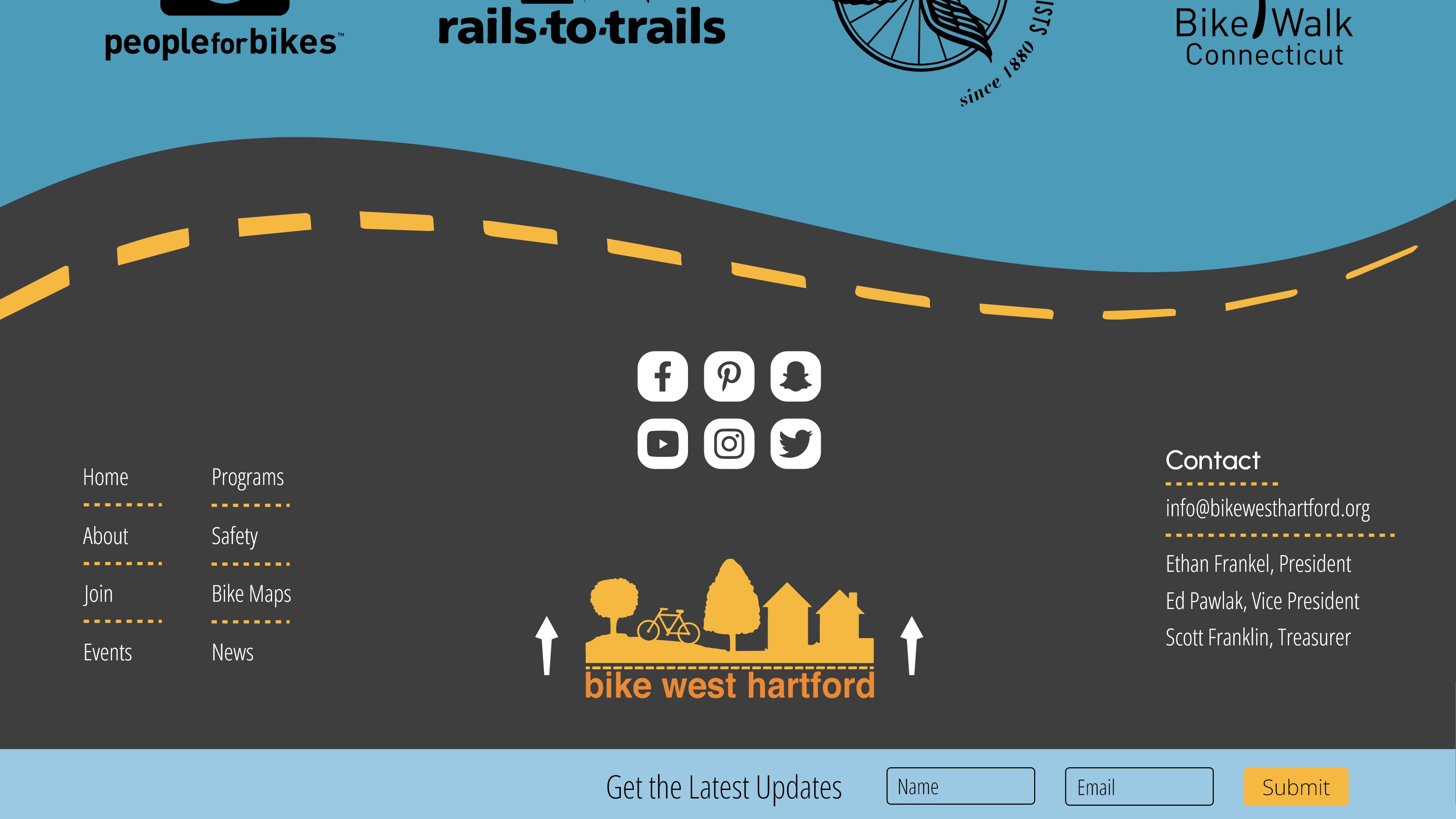 Footer section of the BWH website displaying the logo and contact information.