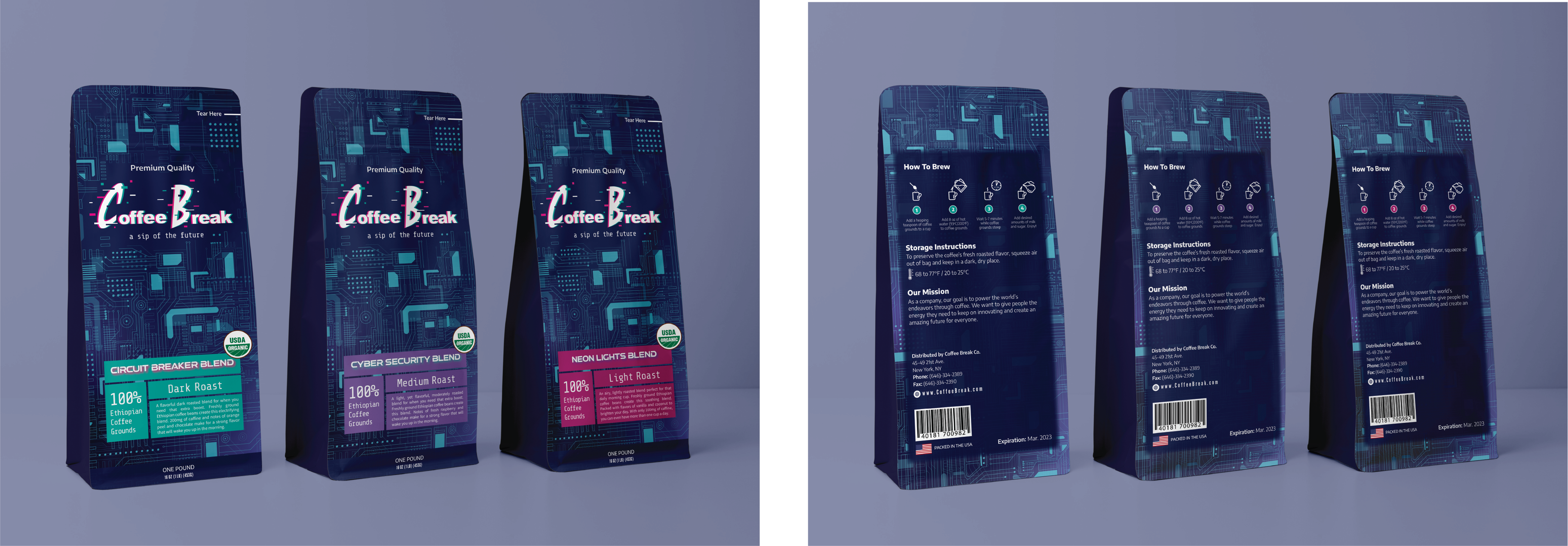 Mockup of the final package design for Coffee Break