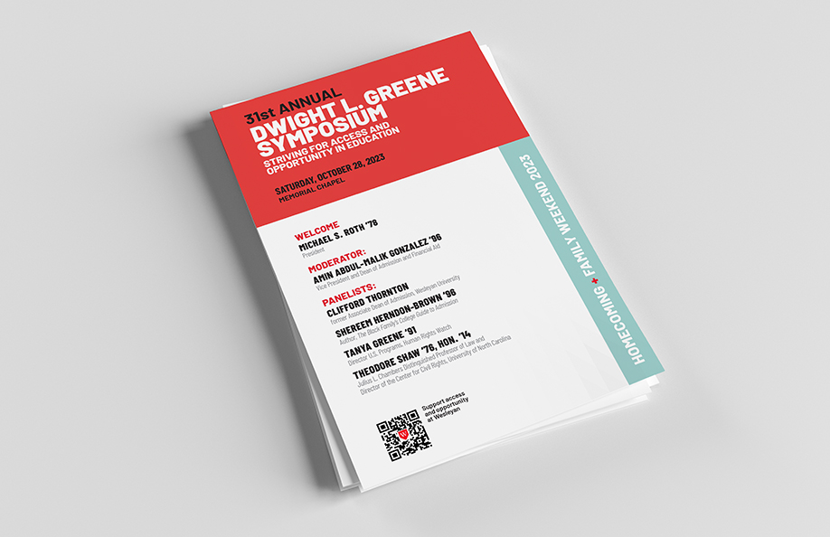 Single page program for a Wesleyan event