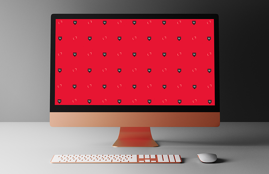 A computer screen showing a step and repeat pattern designed for Wesleyan University