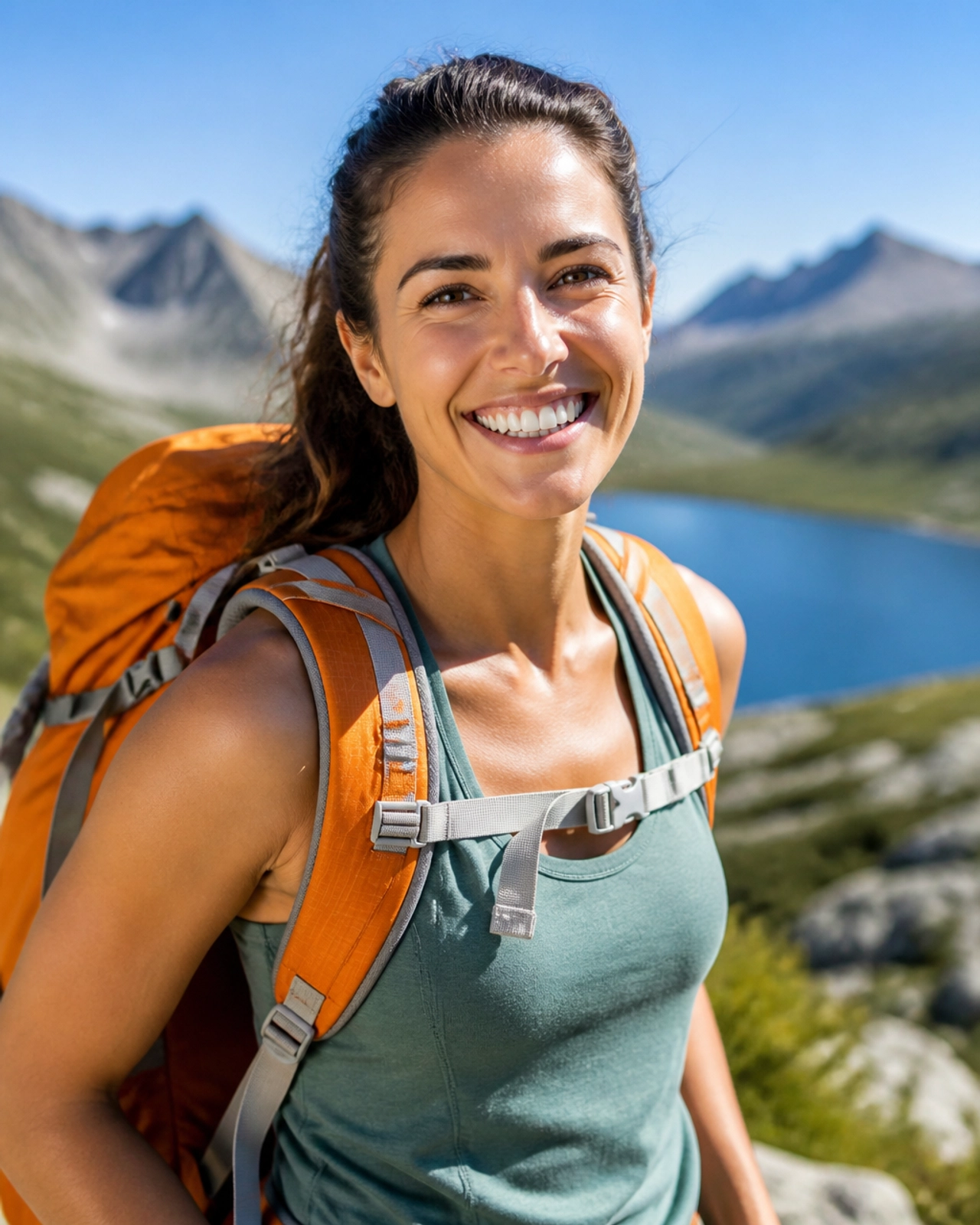 A vibrant person smiling brightly, representing vitality and whole-body health