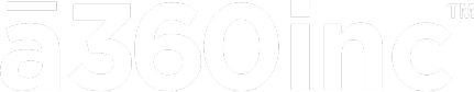 a360inc company logo in white text with a trademark symbol.