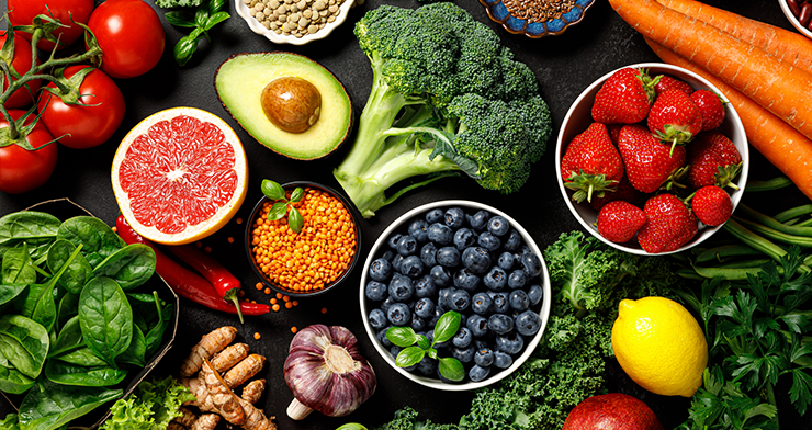 A variety of different fruits and vegetables