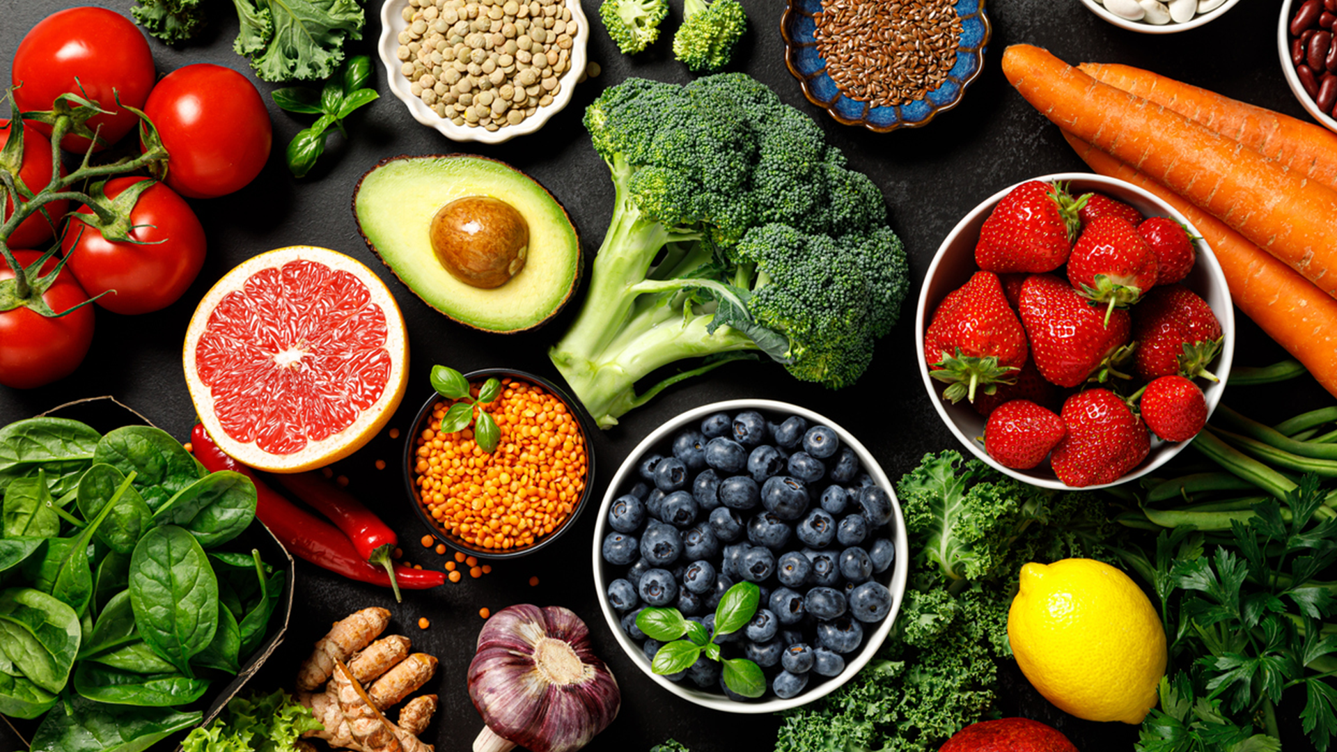 A variety of different fruits and vegetables
