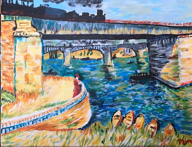 A finished student painting that was a study done after Vincent van Gogh, completed in one of our art courses.