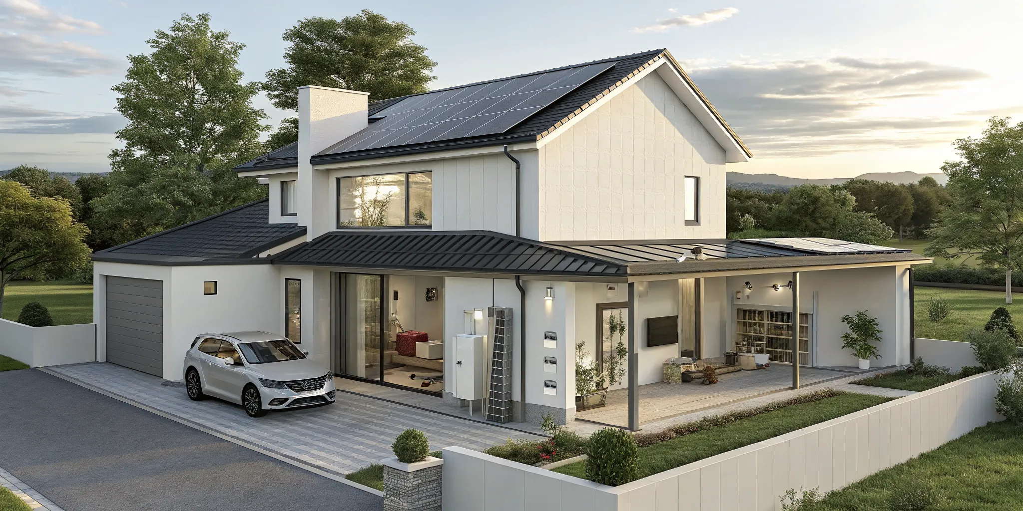 Home battery backup unit mounted on a wall, a primary factor in the total installation cost.