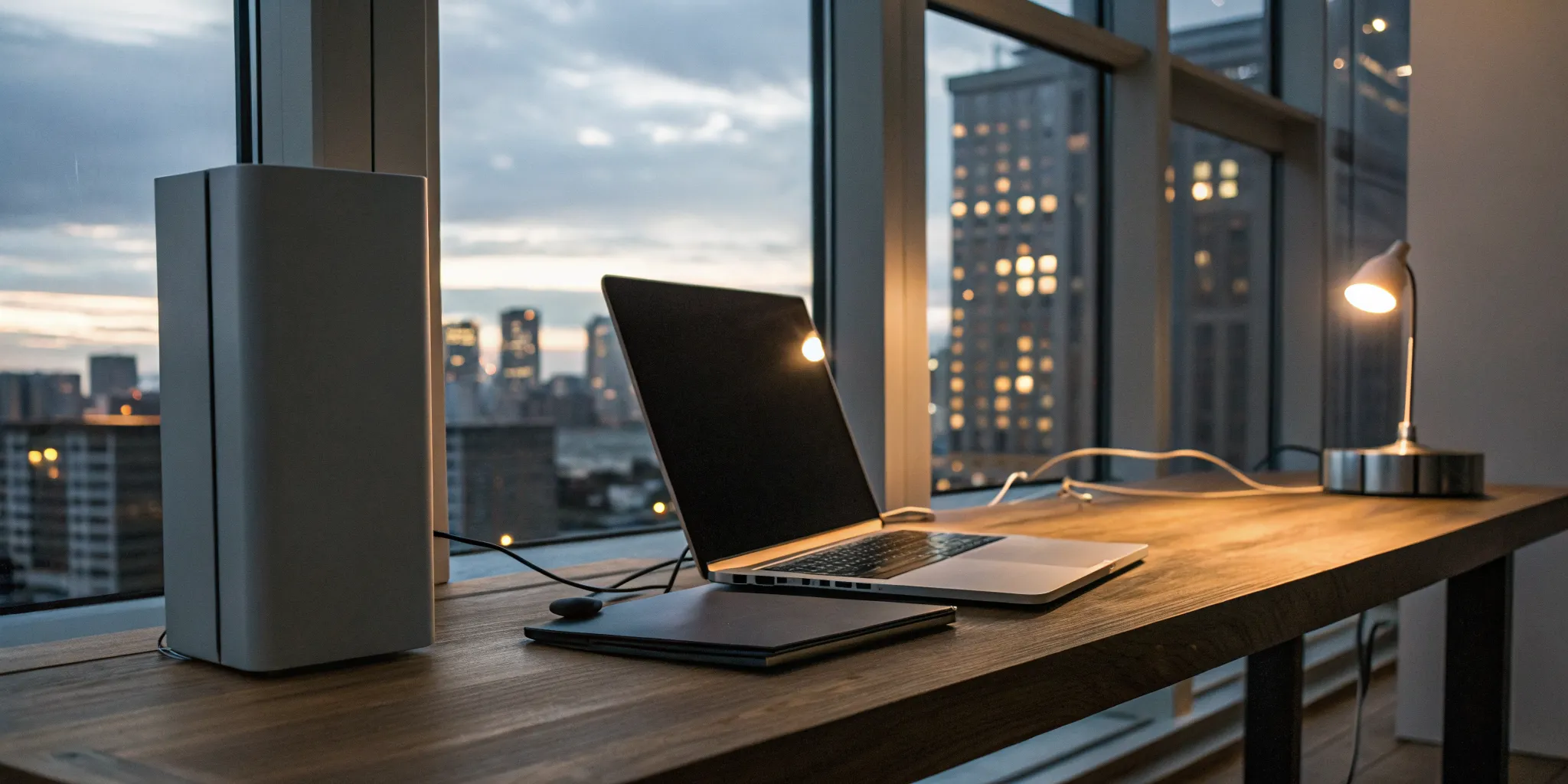 Home battery backup providing power to a laptop during a power outage.