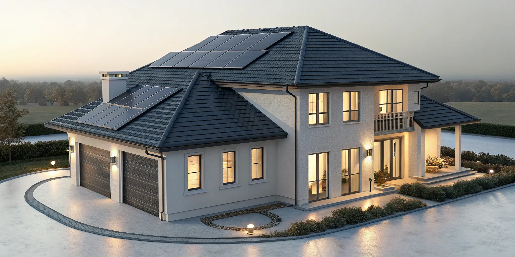 Rooftop solar panels on a residential home, a key factor in solar system cost.