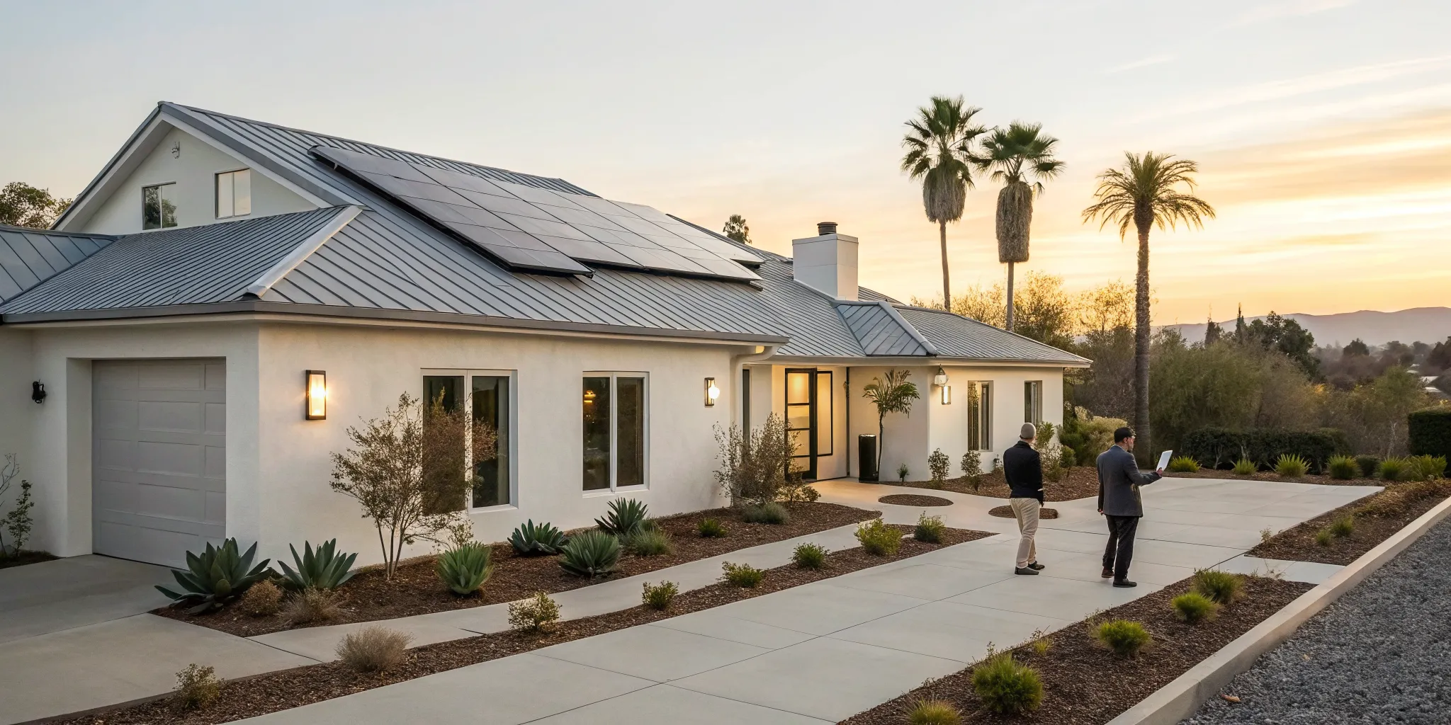 A California home with rooftop solar panels from a free solar program.
