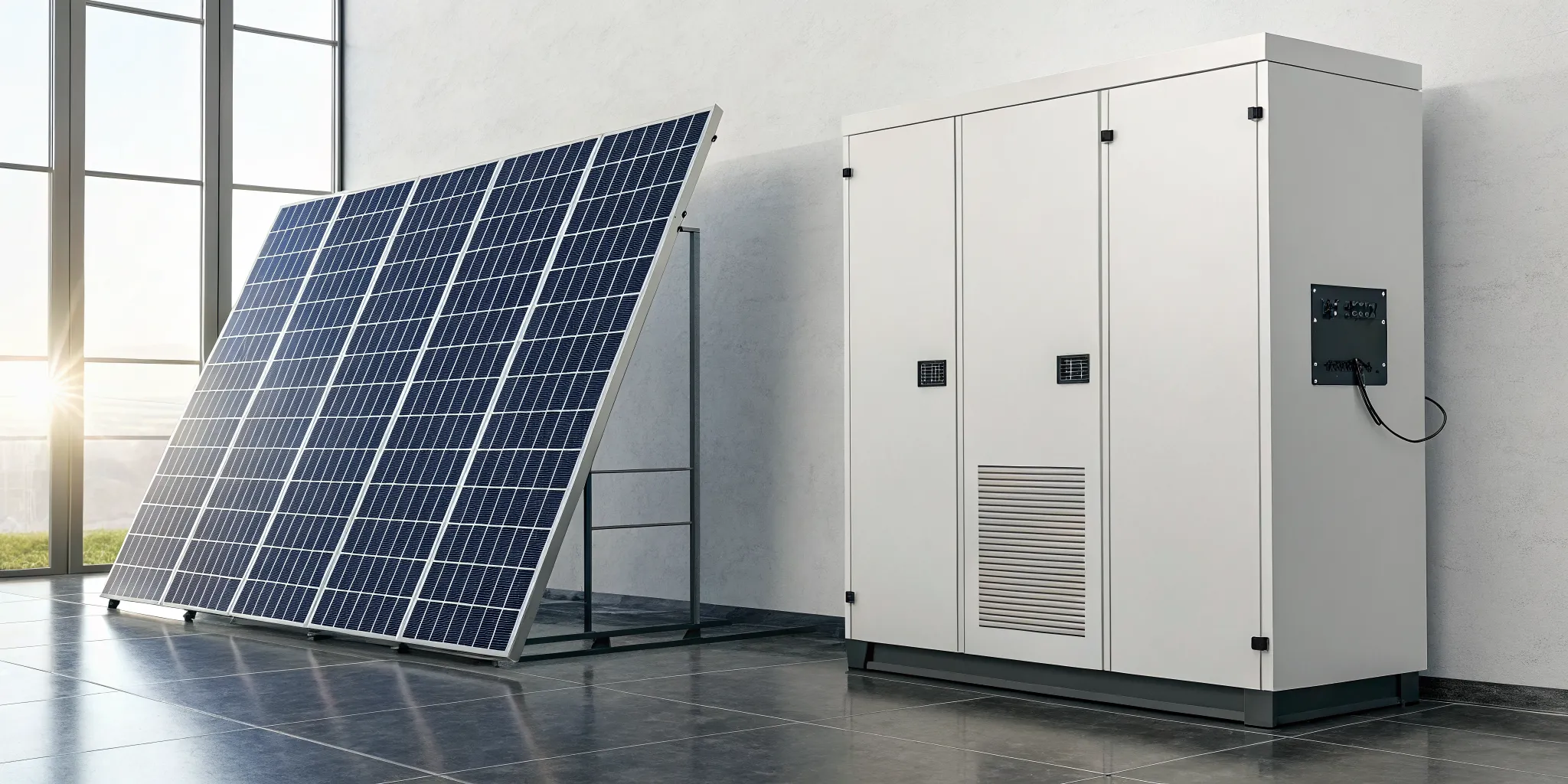 Solar panels connected to a home battery backup system.