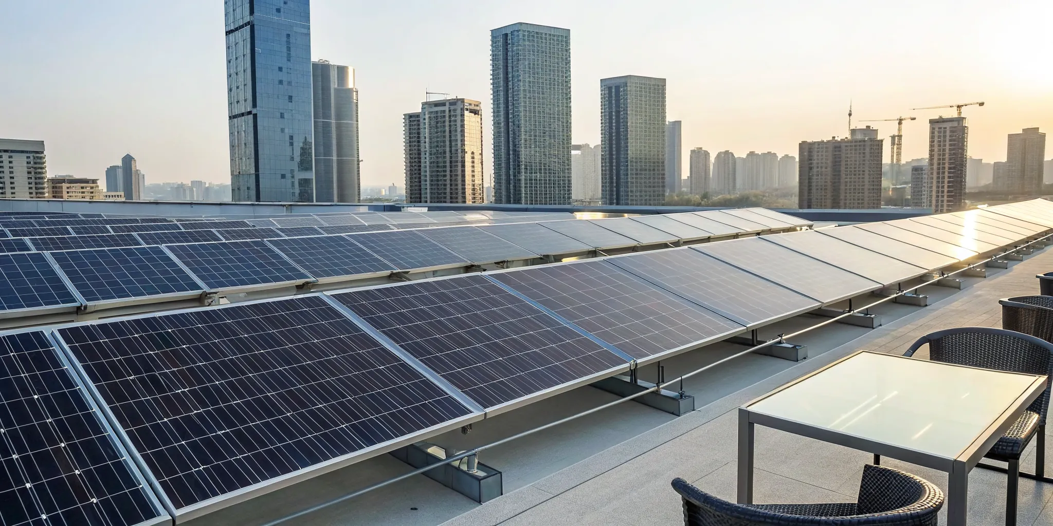 A commercial solar panel system, the basis for calculating installation cost and business ROI.