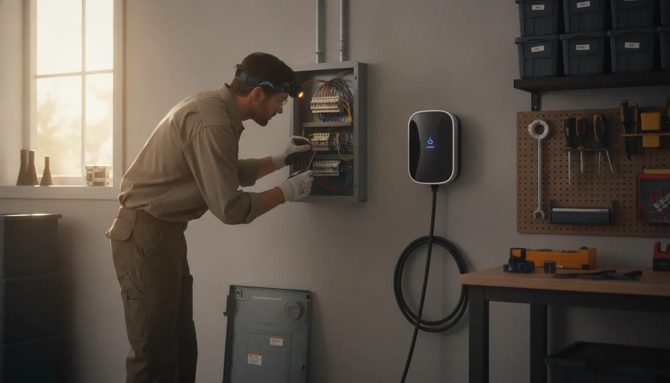Electrical panel assessment by a licensed electrician for EV charger installation