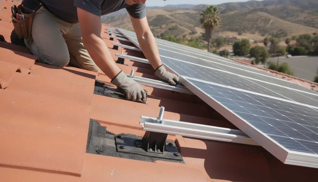 Solar system leases and careful rooftop equipment inspection on a California tile roof