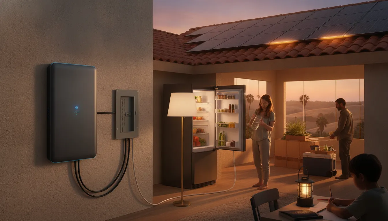 Home energy equipment supporting battery backup during an outage