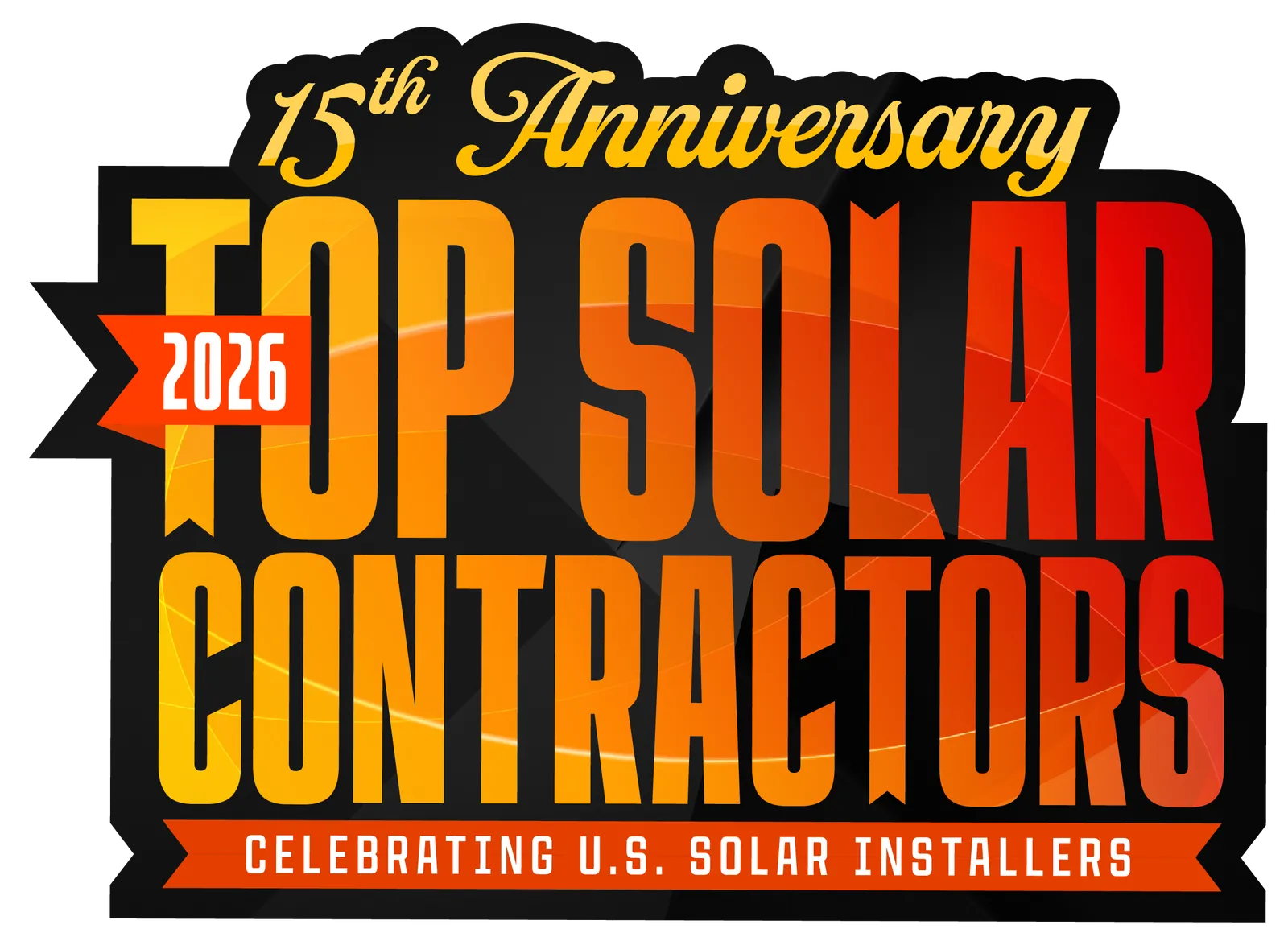 2026 Top Solar Contractor badge on a dark background recognizing AMECO Solar and Roofing
