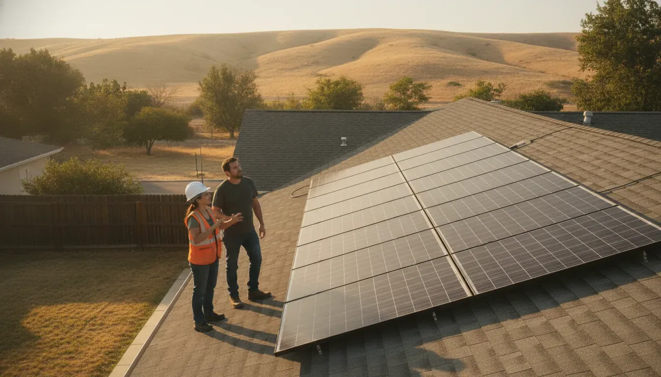 Solar panels mounted on a roof as part of a site-specific system design