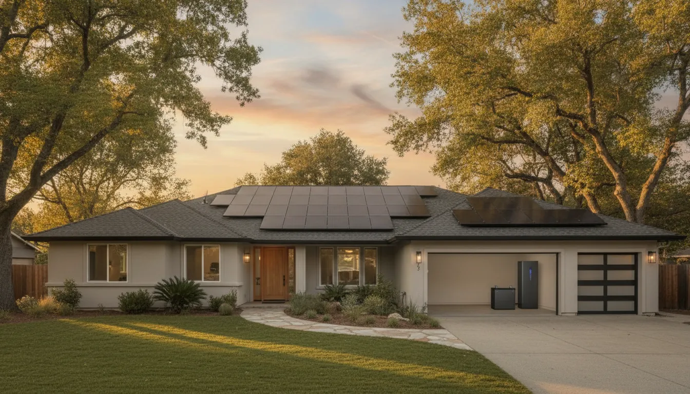 Sacramento home with black solar panels