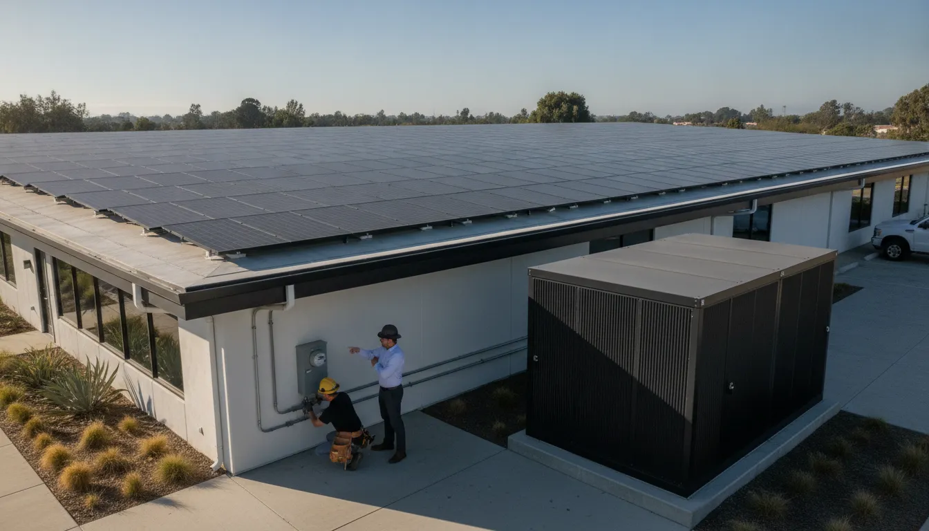 Commercial solar installation prepared for utility interconnection review
