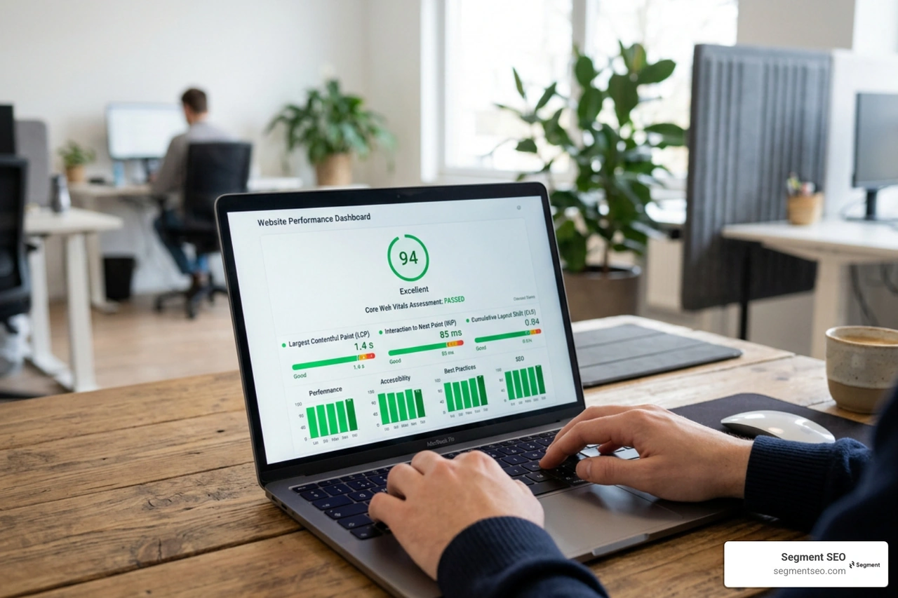 PageSpeed Insights performance score dashboard evaluating Core Web Vitals