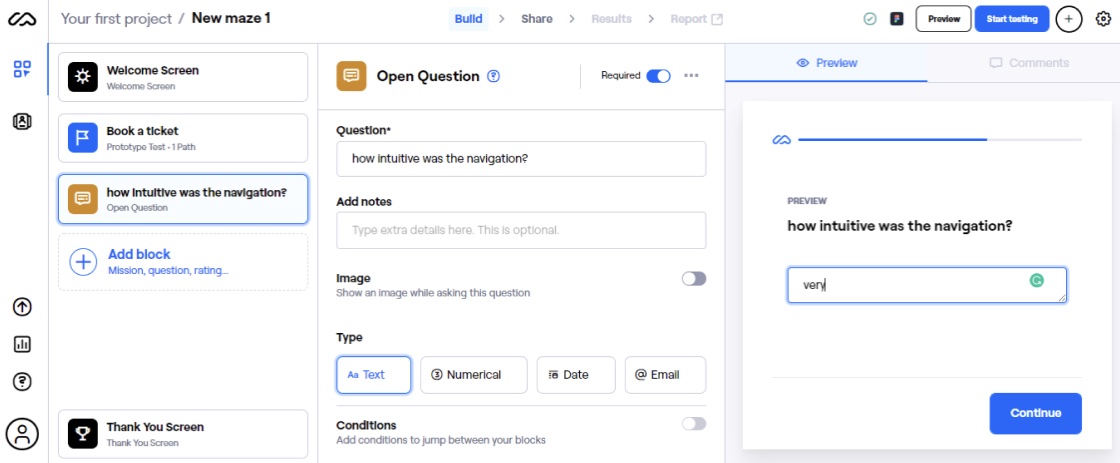 adding an open question inside maze