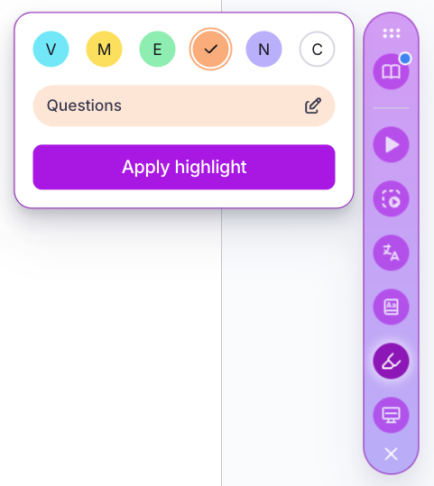 Highlighter Labels navigation screenshot