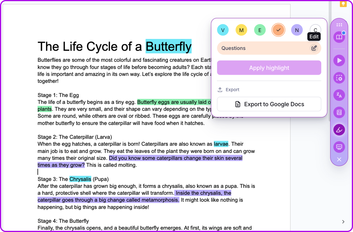 Editing the labels for highlight colors