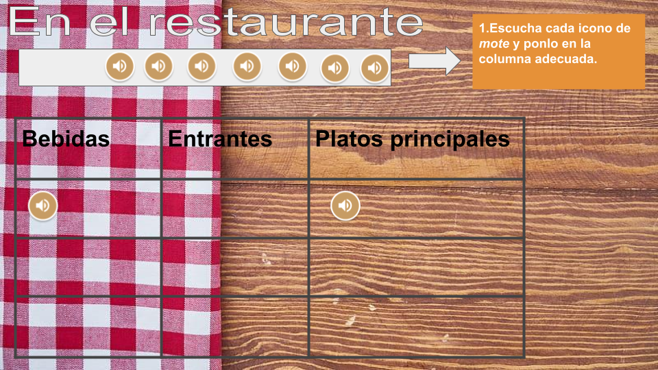 En el restaurante - add audio with Mote.