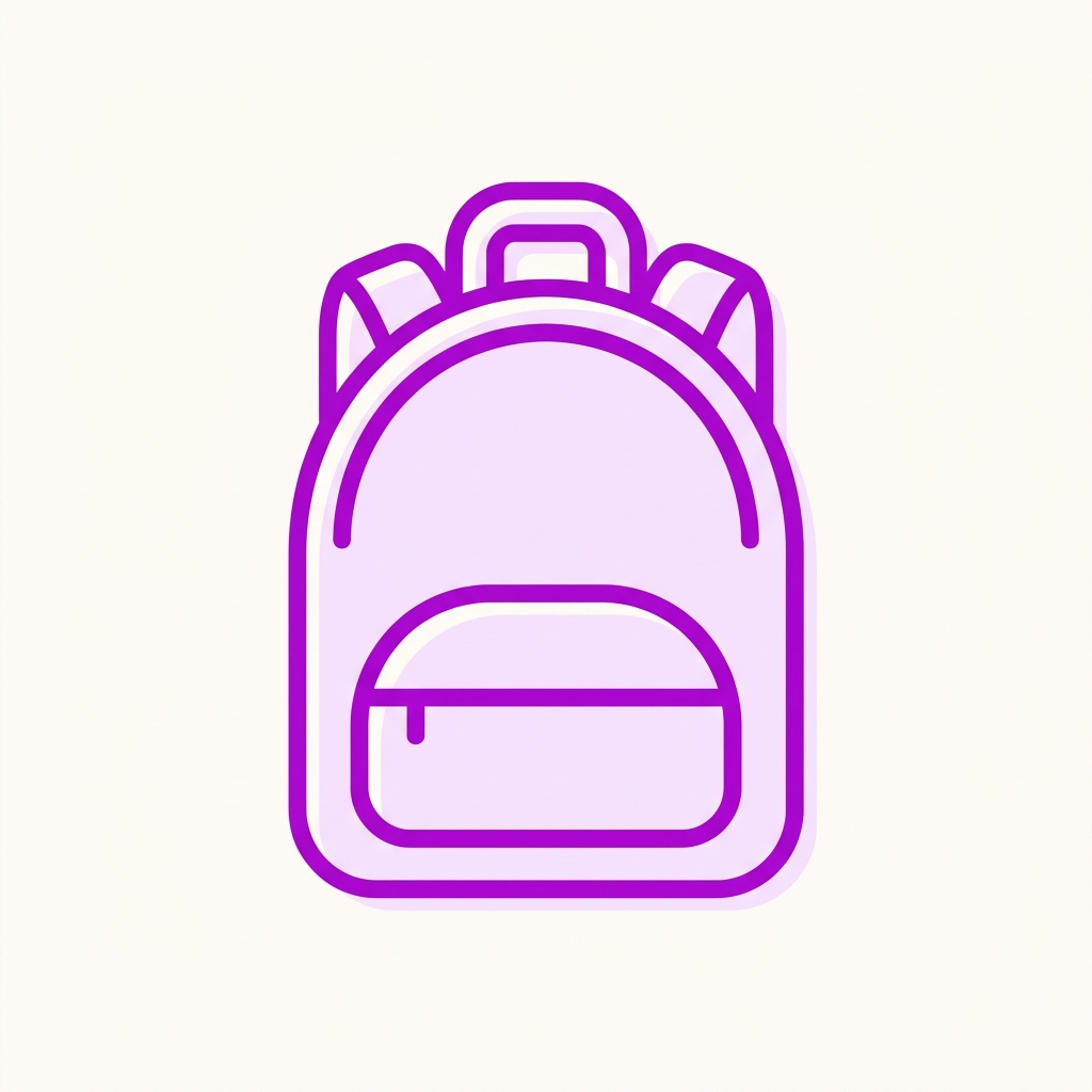 Purple concept illustration of a school backpack representing Mote consolidating the full dyslexia assistive technology stack into one Chrome extension.