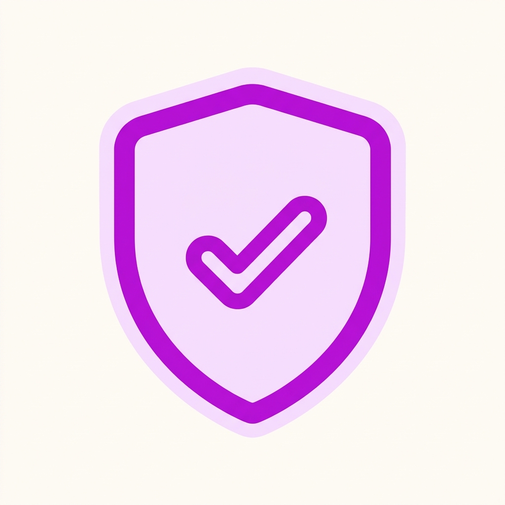 Purple concept illustration of a security shield with a checkmark representing district-ready FERPA and COPPA compliance.