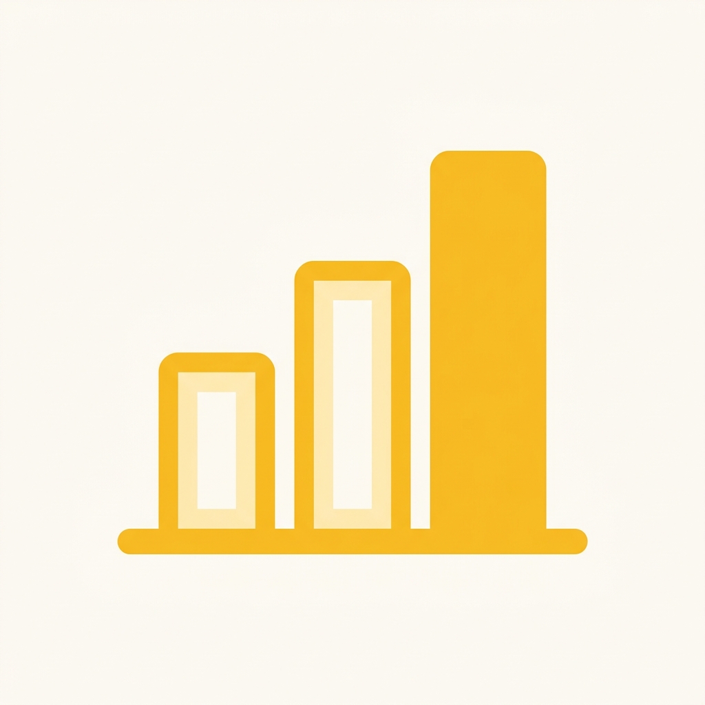 Gold concept illustration of an ascending bar chart representing progress monitoring through Mote usage data.