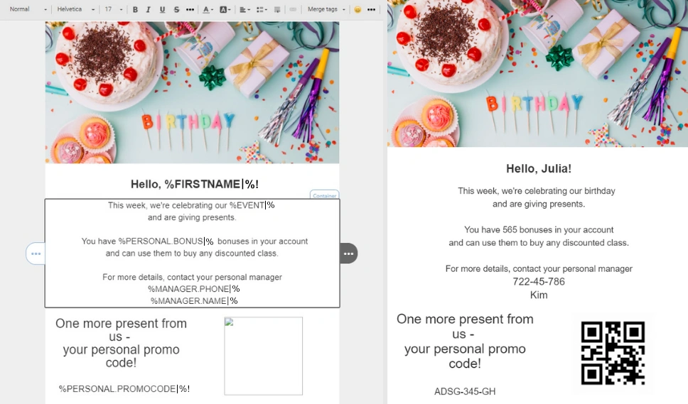 An Example of Personalzation