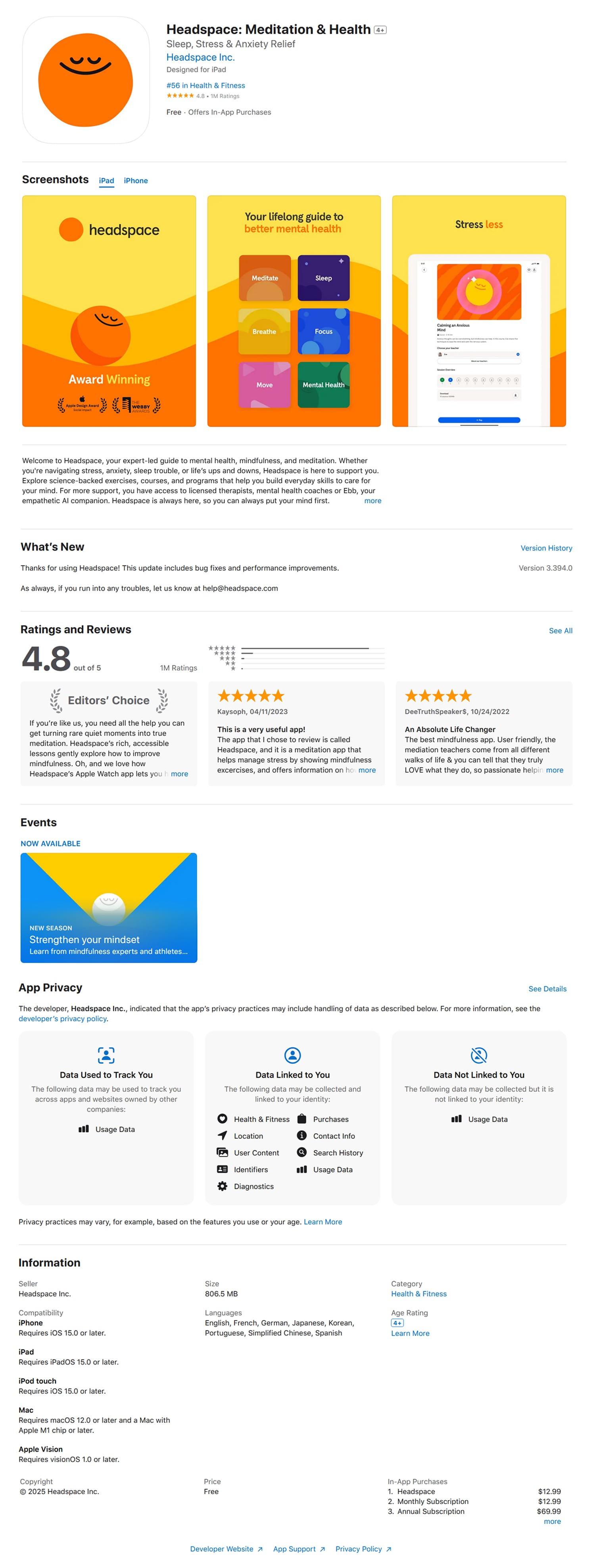 Apple App Store app example