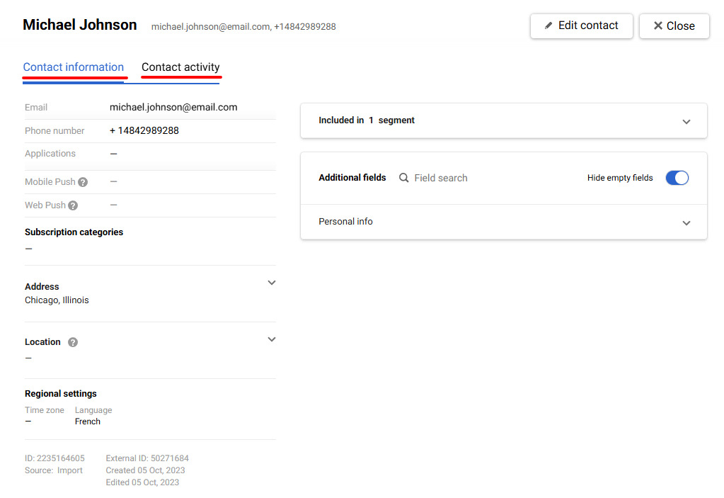 Unified user profile in Reteno