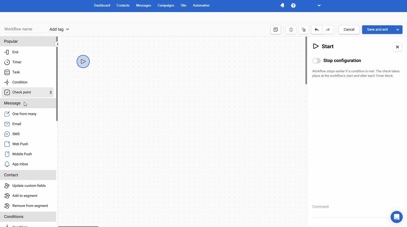 Reteno’s drag-and-drop builder