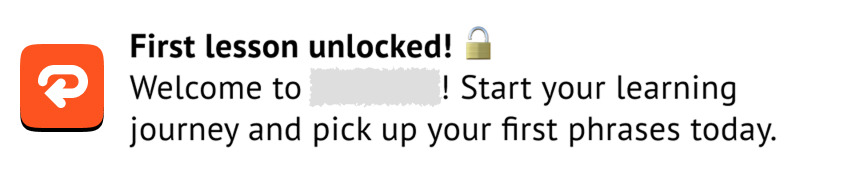 Language learning app's mobile push 1