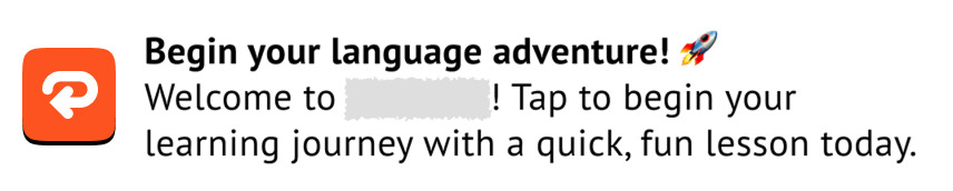 Language learning app's mobile push 3