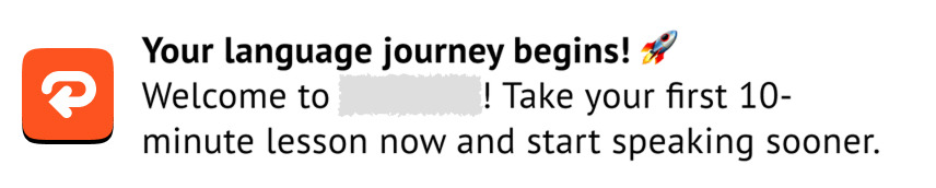 Language learning app's mobile push 2