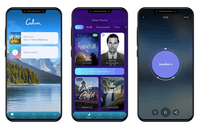 Calm app screenshots