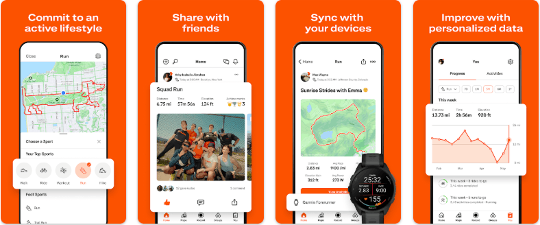 Strava app screenshots