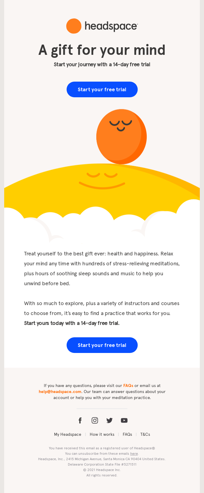 Start your journey with 14-days free Headspace