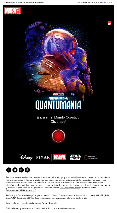Marvel email example