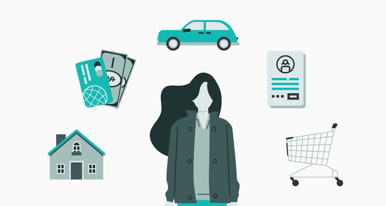 Graphic of woman surrounded by symbols