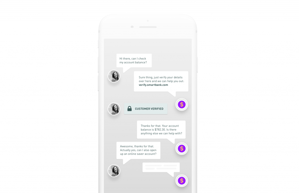 Customer verification conversation between Smart Bank and customer