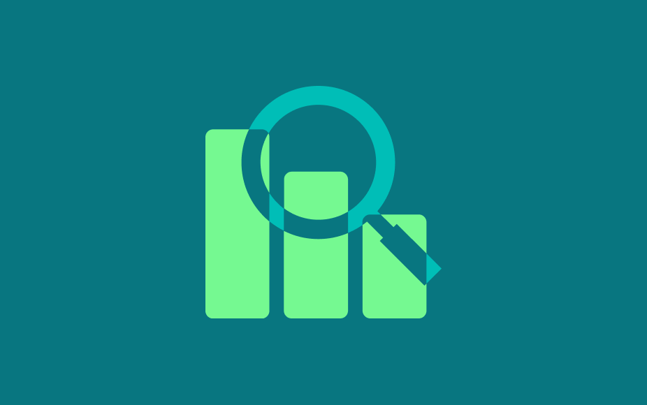 Graphic showing magnifying glass over graph