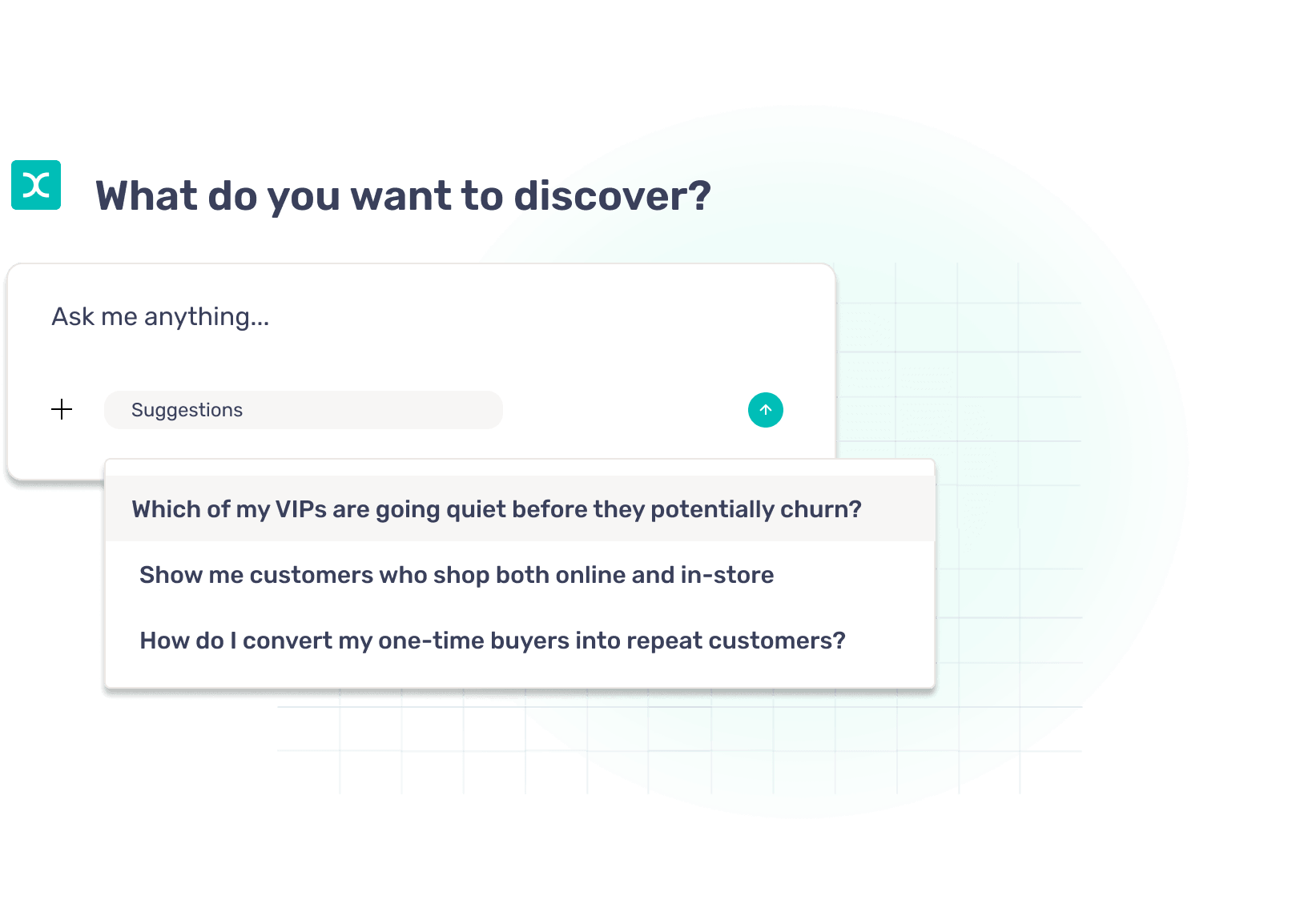 Graphic of Lexi's chat box with suggested prompts