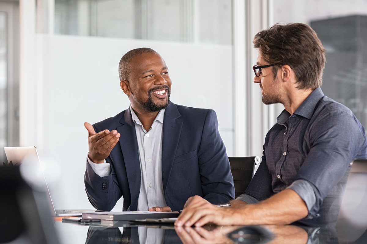 A financial meeting taking place