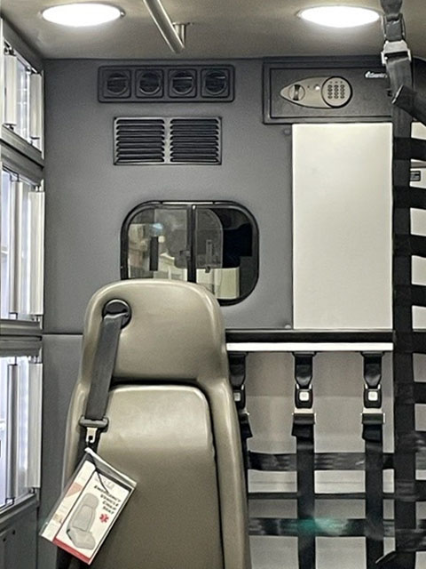 Ambulance upfit with Webasto London HVAC + 4-plenum (shown in upper left-hand corner)