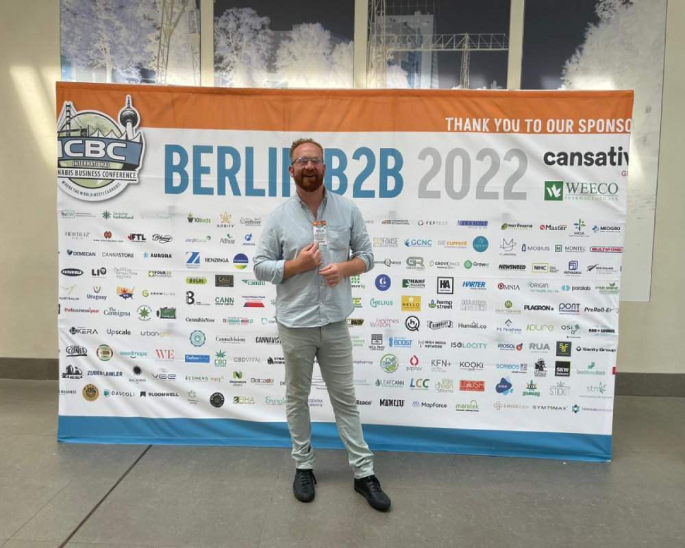 CGC Senior Consultant Jordan Thomson attending the Berlin ICBC 2022 cannabis conference.