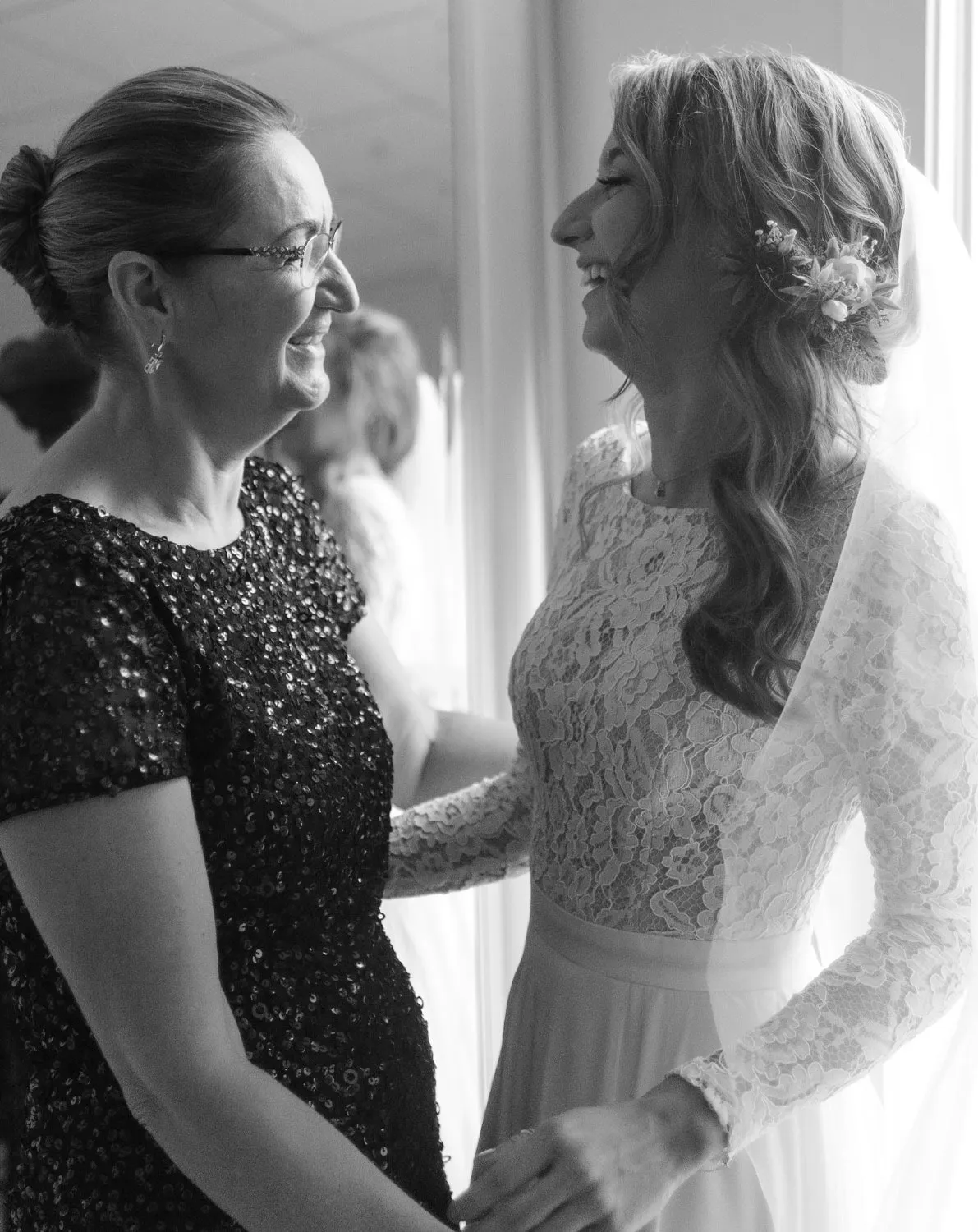 bride and bride's mom photo during wedding